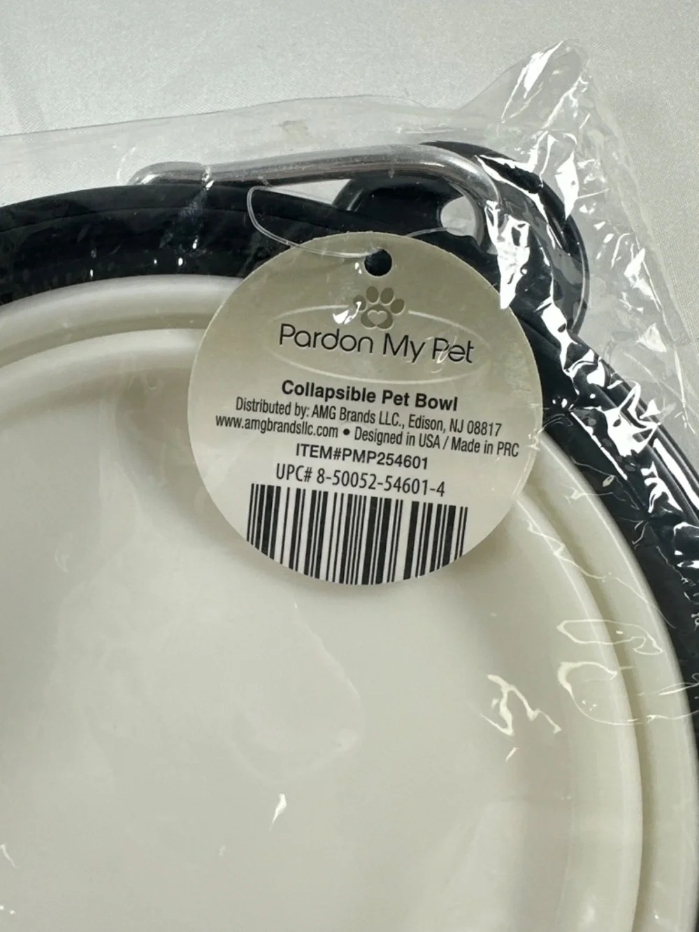 Pardon My Pet Collapsible Pet Bowl, White, NWT